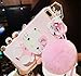 iPhone 7 Plus Case,Lovely Cartoon Kitty Cat Mirror Back Plush Ball Phone Case Cover For iPhone 7 Plus 5.5 inch,Pink Ball