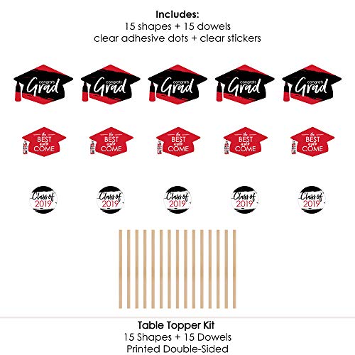 4 Red+Grad+Graduation+Centerpiece+Toppers