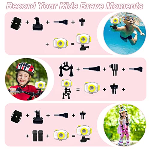 Kinder Kamera TODEHI wasserdichte Kinderkamera 1080P HD Digitalkamera mit 2,0” IPS Bildschirm 32GB SD-Karte Silikonhülle Spielzeugkamera Geschenke für Jungen Mädchen im Alter von 3-12, Pink