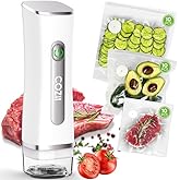 COZII Vacuum Sealer for Food, Handheld Cordless Vacuum Sealer Machine with 30 Bags, Visible Water Tank, USB-C Rechargeable, 60KPa Portable Food Saver for Kitchen, Meal Prep & Freezer Storage