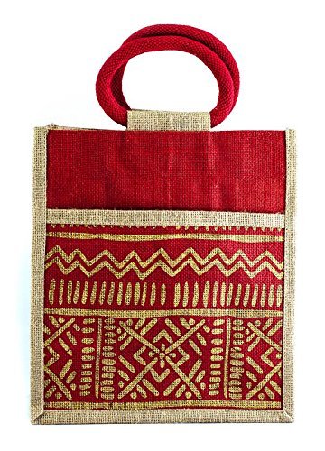 youwah women indian jute bag(red)