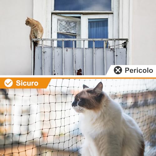 Aystkniet Cat Net | Extra Reinforced with Wire | 3 x 2 m Net for Fencing Including Fixing Rope | Cat Net Balcony | Cat Net | Cat Protection Net Balcony