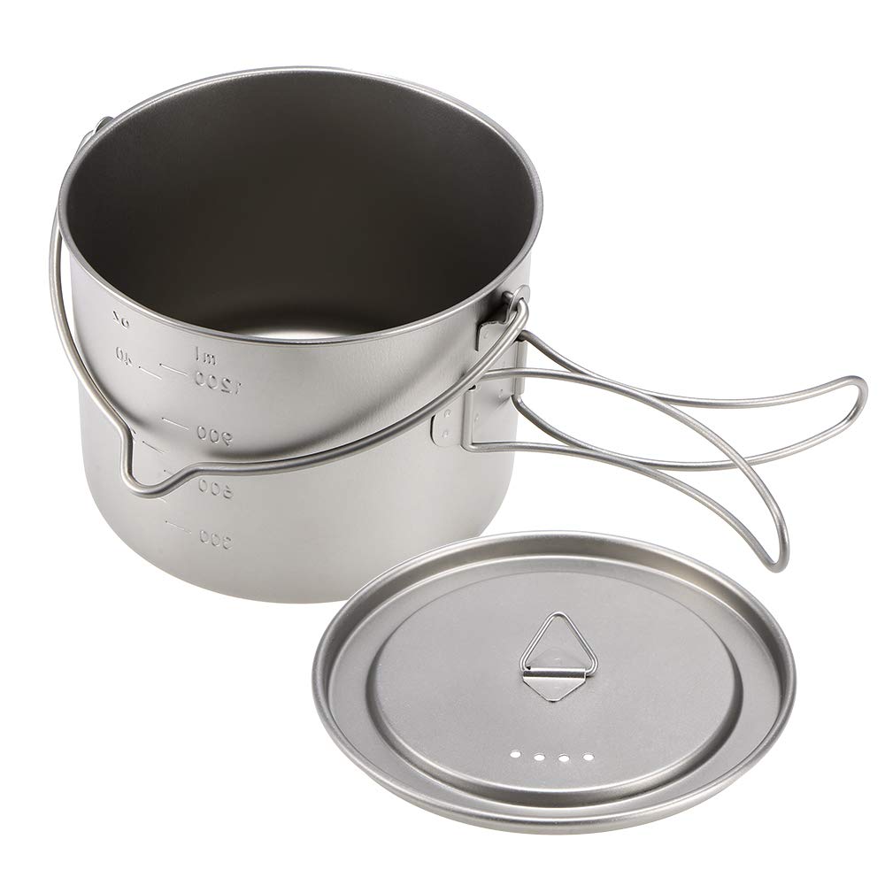 Lixada Camping Cup Pot with Foldable Handles and Lid Ultralight