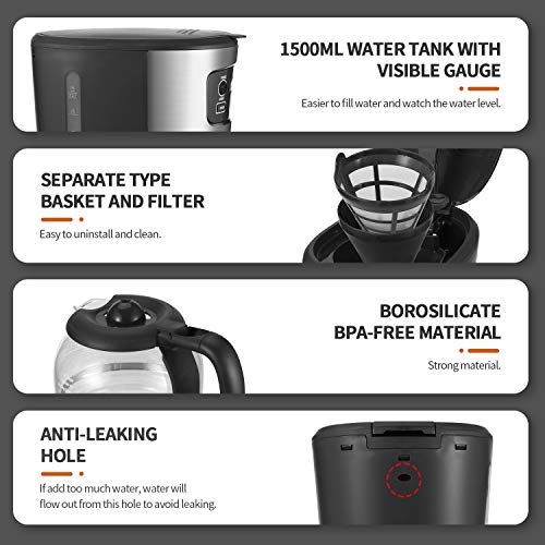 Gevi Coffee Maker, 5 Cups Small Programmable Coffee Machine With Reusable Filter, Keep Warm