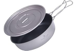 Boundless Voyage Titanium Non-Stick Frying Pan with Lid Folding Handle Ceramic Coating Frypan Cooking Frypan Pot for Outdoor 