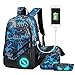Fantastic Zone Boy Girl School Backpack for Childrens for Middle School, 3 Sets of Capacity 20L School Bag, Pencil Bag & Shoulder Bag, Book Backpack with Florescent Mark