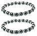 PURPLE WHALE Women’s Hematite Bracelets with Shiny Rhinestones Separators | Set of 2 (Black)