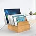 NEXGADGET 4 Port USB Charging Station [24W 2.4A MAX] Natural Bamboo Organizer Charging Stand / Dock / Holder For iOS & Android Smartphones, Tablets, Camera, and Other USB Powered Devices