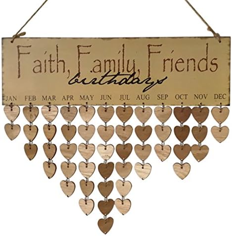 Wooden Family Faith Friends Birthday Reminder DIY Calendar Plaque Board Home Sign Tags
