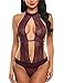 Avidlove Women Sexy Lingerie Lace Halter One Piece Teddy Babydoll Bodysuit Purple L
