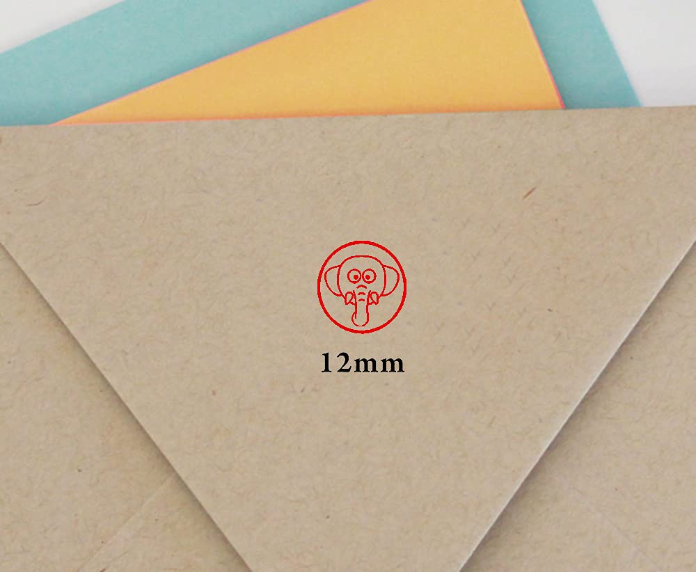 Elephant FACE Self Inking Mini Rubber Stamp Colop Round Decorative Teachers Stamps 12mm