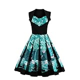 Wellwits Women's Square Neck Heart Deer Starry Night Swing Cocktail Dress
