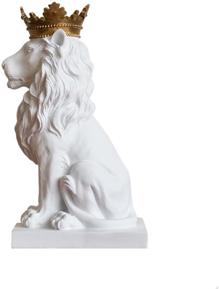 Sculpture Crown Lion Statue Resin Modern Art Desk Ornament Entertaining Decor Coffee Table Home Office SUNGL
