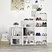 Finether 4-Tier Modular Side Cross Cut-Out Wood Plastic Composite Shelf Unit White Bookcase Storage Organizer Display, SGS Certified