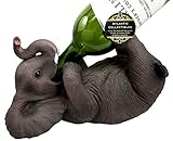 Ebros Kitchen Decor Playful Safari Elephant Wine Bottle Holder Figurine Animal Savanna Oil Wine Valet Storage With Pachyderm Elephant Theme
