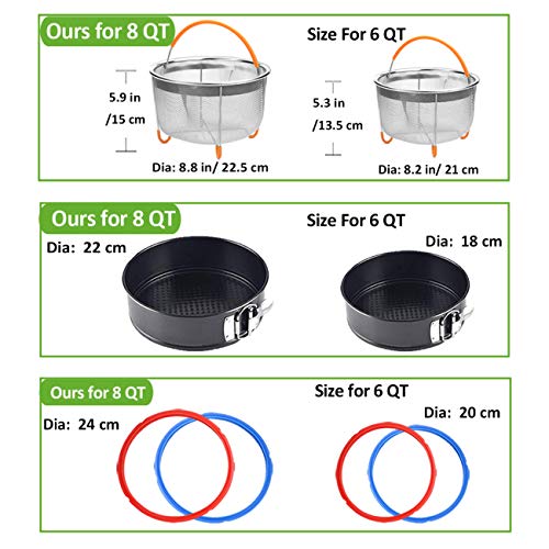 Pressure Cooker Accessories Compatible with Instant Pot 8 Qt - Steamer Basket, Dust Cover, Glass Lid, Silicone Sealing Rings, Egg Bites Mold, Springform Pan, Egg Steamer Rack and More - Thumbnail 5