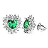 Green Heart Stud Earrings Green Stud Earrings Halo