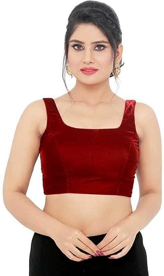Women's Velvet Sleeveless Stitched Latest Blouse for Girl