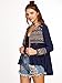 Milumia Women's Embroidered Yoke And Cuff Coin Fringe Trim Blouse