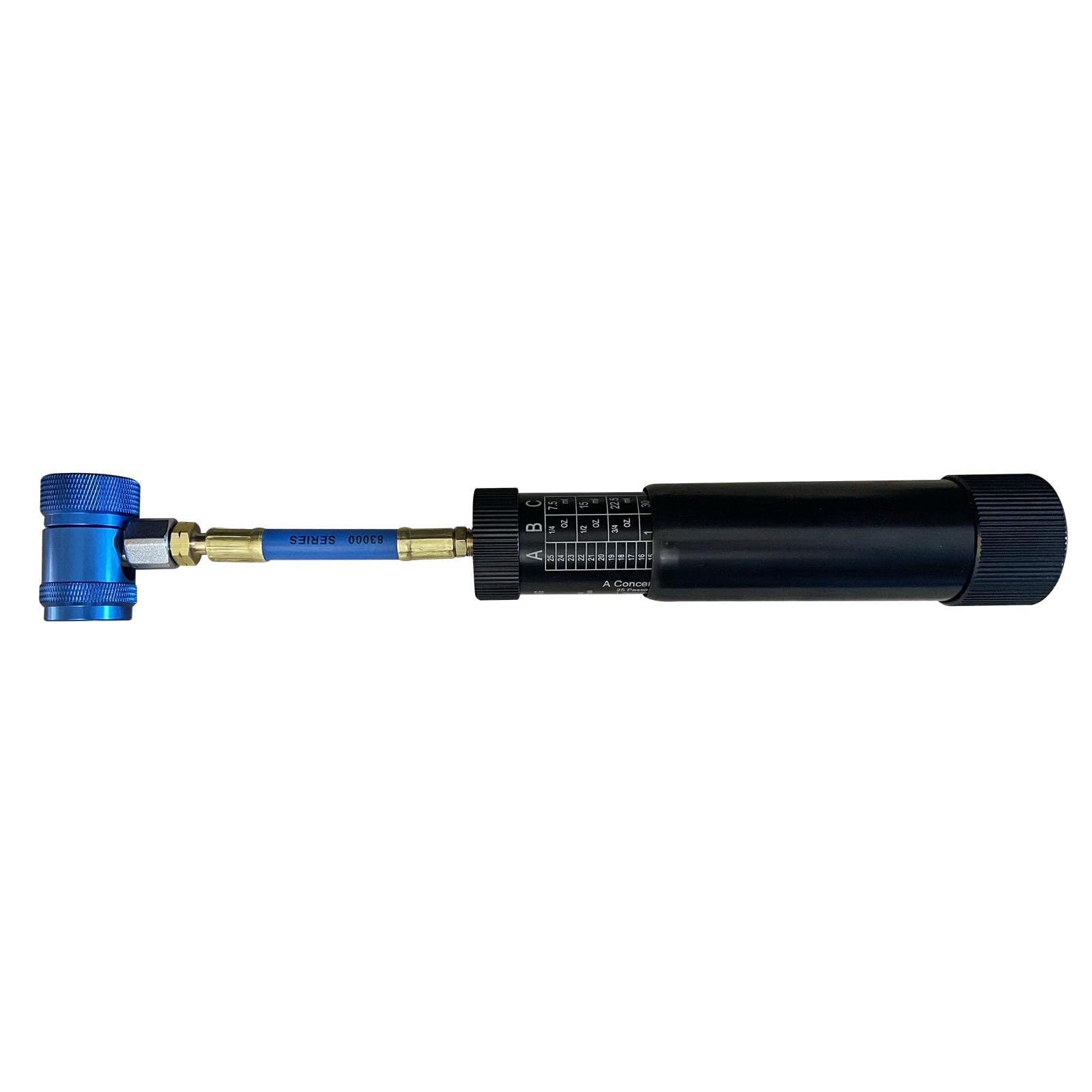 Photo 1 of Mastercool 53123-YF Refillable Oil and Dye Injector for R1234yf Systems – 2 oz Capacity – Anodized Aluminum Body – Smooth-Twist Handle – SAE J2888 & EPA Compliant