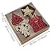 Valery Madelyn 24ct 10-13cm Red and Gold Sparkling Essential Christmas Ornaments Set Glittery Christmas Decoration-Tree, Snowflake, Candy Cane and Gift Box,24 Pcs Metal Hooks Included