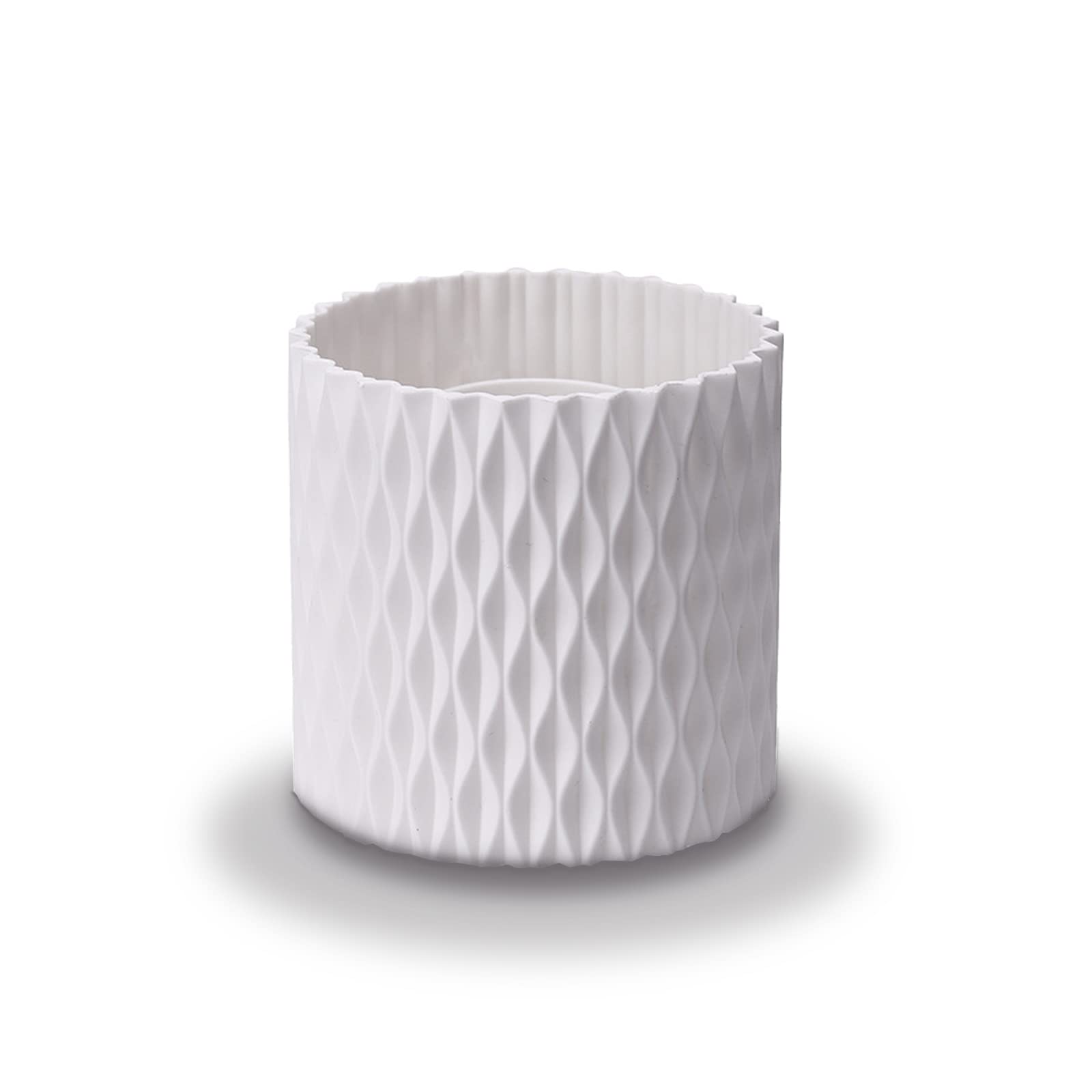 OWAYOTO Makeup Brush Holder Rotatable Makeup Brush Organiser Cup Makeup Container Storage White