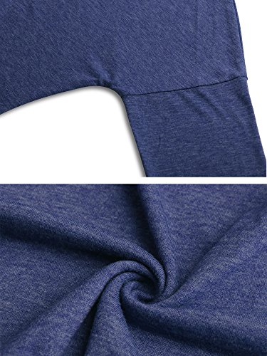 Aliex Women's Tunic Top Long Sleeve Casual Blouse T-Shirt Button Decor Blue L