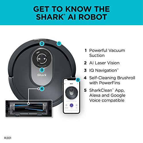 Shark AI Robot Vacuum, Smart Mapping|Scheduling|Pet Hair Pick Up|Logical Navigation, Black/Silver (RV2001), Carpet - View 12