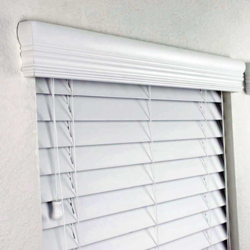 2" Faux Wood Blinds 70 x 60 INCHES in White with Premium Upgraded Crown