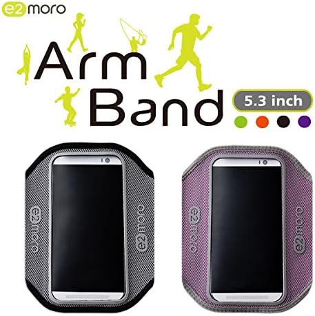 Taiwan Present e2moro 2PCS Sports Armband with Key Holder Outdoor Cell Phone Bag Workout Arm Band Case for iPhone 6 HTC One M8 Sony Xperia Z1 Z2 Z3 Samsung Galaxy S4 S5 (Purple, Black)