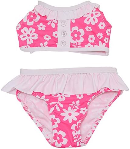 Penelope Mack Baby Girls Pink White Floral Print Halter 2 Pc Swimsuit 18M
