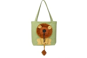 Plcnn Pet Canvas Shoulder Bag, Cute Lion-Shaped Small Dog Carrier Portable Pet Carrying Chest Bag for Small Dogs and Cats Pet Supplies (Light Green-Large)
