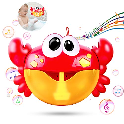 Refasy Bubble Blowers for Kids Ages 2-5,Musical Bath Toys for Kids Best Xmas Birthday Gifts Toys for Boys Girls Crab Shape Bubbles Tub Machine for Kids Ages 4-8 Bubble Maker Blower for Kids Red