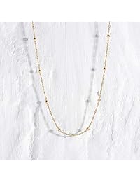 Mevecco - Collar de gargantilla de oro de 14 quilates, delicado y pequeño, cadena de eslabones ondulados, minimalista, para mujer