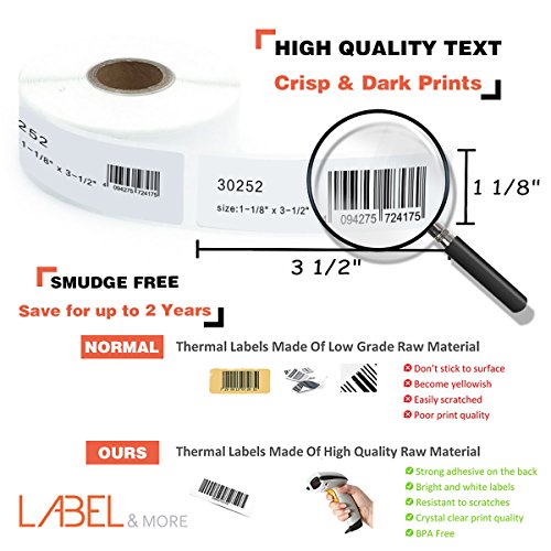 Dymo 30252 Compatible Strong Adhesive & Sharp Print (1-1/8" x 3-1/2") Labels for Shipping & Mailing Address Work with Dymo LabelWriter Printers [12 Rolls, 4200 Labels] - Thumbnail 2
