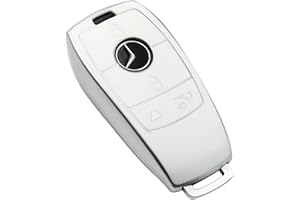 Tukellen for Mercedes Benz Key fob Cover,Special Soft TPU Key Case Protector Compatible with 2017-2021 E-Class 2018-2021 S-Class 2019-2021 A-Class C-Class G-Class-White