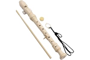 German Style ABS Descant Recorder, 8 Hole Flute with Cleaning Rod and Storage Bag, Beige Musical Instrument for Students and 