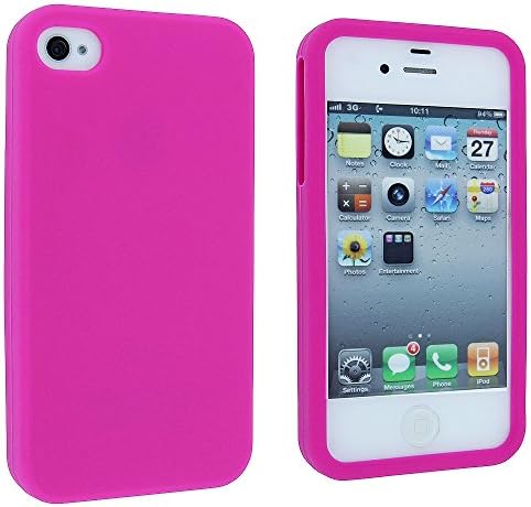 Accessory Planet(TM) Hot Pink Silicone Soft Gel Rubber Skin Case Cover Accessory for Apple iPhone 4 / 4S