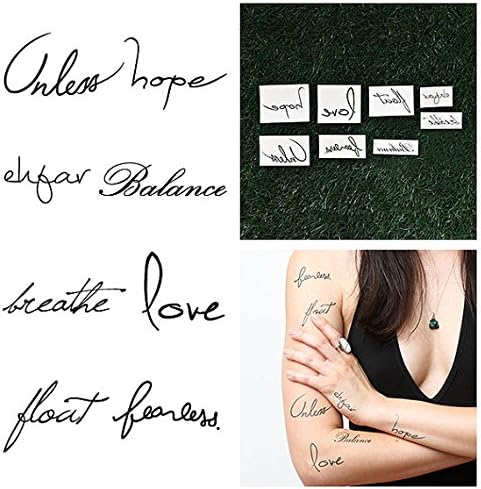 Tattify Typographic Temporary Tattoos - Idea Waves (Complete Set of 18) - Individual Styles Available - Premium Quality and Fashionable Temporary Tattoos - Long Lasting and Waterproof