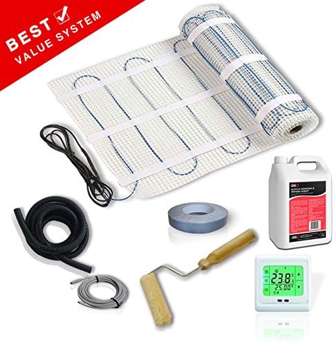 Premium Electric Underfloor Heating Mat Kit 150W/m2 *ALL SIZES* + free Touchscreen Thermostat (Mat Last lifetime) (Mat Size: 9 M2)