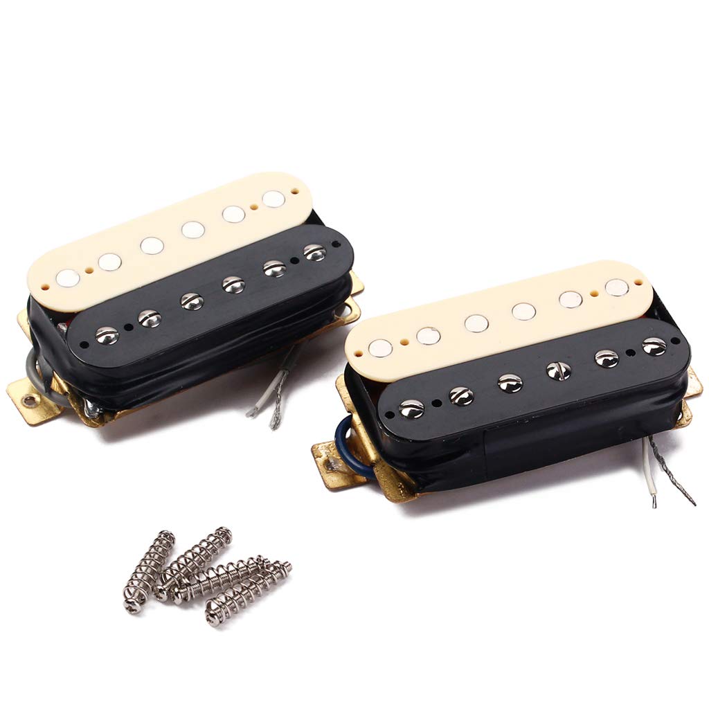 Alnicov Black & Cream Guitar Pickup Zebra Faced Humbucker Double Coil Electric Guitar Pickups 50/52Mm With Installing Frame Guitar Accessories