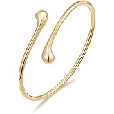 Sylph Gold Bracelets for Women, Chunky Bangle Bracelet Open Cuff/Teardrop Bangles Hypoallergenic Dainty Minimalist Jewelry for Everyday Wear