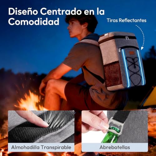 Lifewit Backpack Cooler 23L, Portable Thermal Bag, Waterproof Backpacks Thermal Food Carrier for Beach, Picnic, Camping, Travel, Work, Hiking, Grey