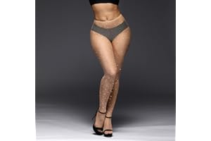 Rhinestone - Encrusted Fishnet Tights: 1 - Piece Glamorous Hosiery with Skin - Tone, Black & White Options