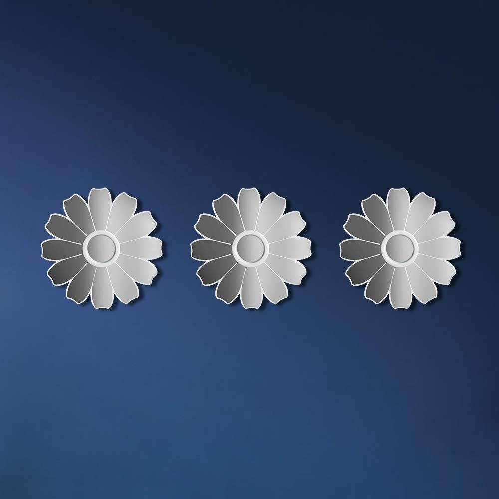 HomeZone® Set Of 3 Ornate Flower Design White Mirrors 3 Piece