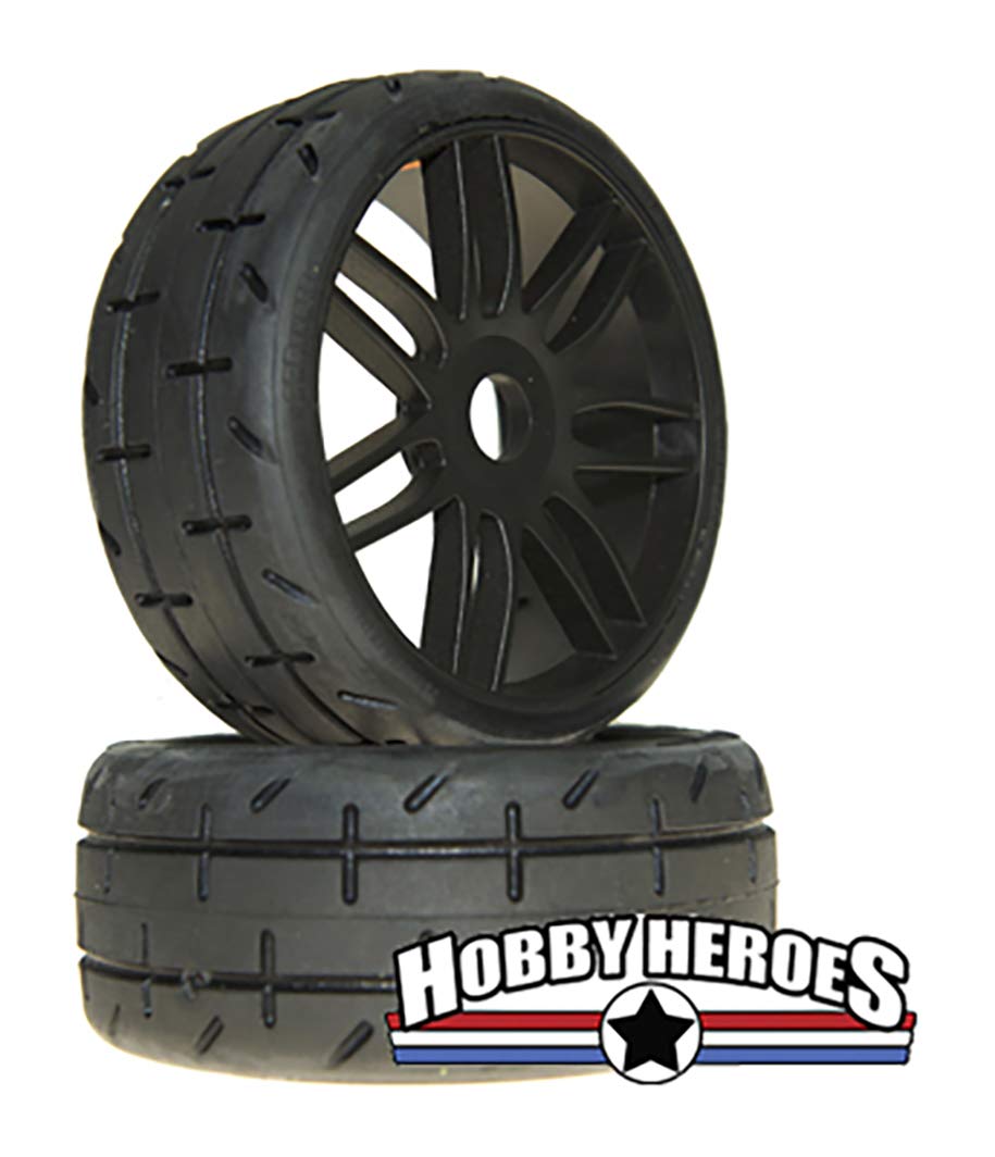 GRP GTX01-S1 1:8 GT T01 REVO S1 XXSoft Mounted Tires Spoked Black Wheel (2)