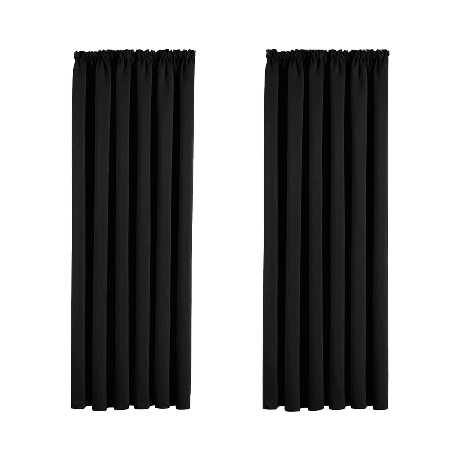 Aspire Homeware Blackout Curtains for Living Room Pencil Pleat Black Bedroom Curtains Window Treatments Pair of Thermal Tape Top 46 x 54 inch Drop Short Kitchen Curtain Pair Panel + Tie Backs — image 1