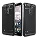 LG Stylo 2 Plus Case, ATUS - Slim Dual Layers [ Shockproof ] Textured Pattern Grip Cover with Tempered Glass (Black)