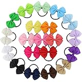 20pcs Grosgrain Ribbon Hair Bows Pony Tail Holder Gift Bows For Baby