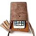 KISS GOLD(TM) Mini Crossbody Shoulder Bag, Small Cellphone Pouch, Single Shoulder Bag, PU Leather Tassel Style, Light Coffee